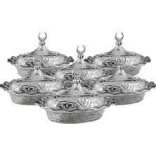 Özbience 6 Adet Oval Metal Lokumluk, Şık ve Dayanıklı Servis Takımı