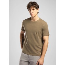 Lee Cooper Nıcco Erkek Regular Fit Pamuklu Basic Bisiklet Yaka T-Shirt Bej