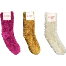 Bemy Store 3 Adet Dikişsiz Tüylü Sıcak Tutan Ev Çorabı