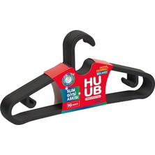 Huub Plastik Askı Slim Siyah 10'lu 3 Adet