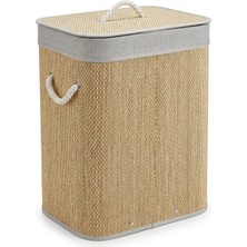 Valletta Miyazaki Bambu 60L Yıkanabilir Bölmeli Çok Amaçlı Kirli Çamaşır Sepeti