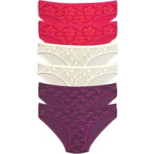 Bemy Store 6 Adet Önü Dantelli Transparan Kadın Slip Külot S130