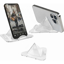Xleda Piramit Tasarım Telefon Standı Şeffaf Masaüstü Stand 4–11 Inç Telefon & Tablet Uyumlu