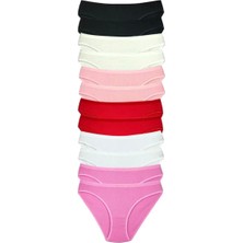 Bemy Store 12 Adet Fitilli Pamuklu Kadın Kaşkorse Bikini Külot