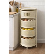 Mis Kitchen 4 Katlı Siyah Metal Patates Soğan Kovası Sebzelik Organizer Sebzelik