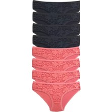 Bemy Store 8 Adet Önü Dantelli Transparan Kadın Slip Külot S24