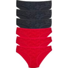 Byb Moda Tasarım 6 Adet Önü Dantelli Transparan Kadın Slip Külot S21