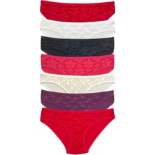 Bemy Store 7 Adet Önü Dantelli Transparan Kadın Slip Külot S1