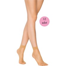 Bemy Store 12 Adet Fit 15 Soket Ince Parlak Kısa Çorap Ten