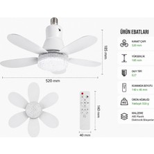Nivego Pervaneli LED Lamba Fan – Kumandalı Tavan Vantilatörü, Ampul Tipi Soğutucu Işık, 3 Kademeli Fan + LED Aydınlatma