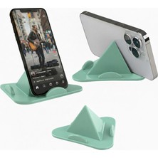 Xleda Piramit Tasarım Telefon Standı Su Yeşili Masaüstü Stand 4–11 Inç Telefon & Tablet Uyumlu