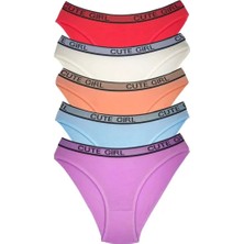 Byb Moda Tasarım 5 Adet Beli Yazılı Pamuklu Kalın Lastik Kadın Slip Külot