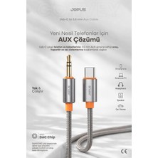Jopus iPhone Android Uyumlu - Type-C To 3.5mm Aux Kablo - Tak Çalıştır Aux Örgülü - 1 Metre - Ja-05