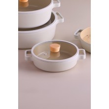 Neoflam Fika Cam Kapaklı Alüminyum Sahan 18 cm - Bej