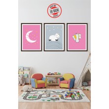 Giftcrea Uv Baskılı Çocuk Odası 3'lü Ahşap Mdf Tablo Seti - V23