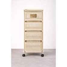 Mis Kitchen 4 Katlı Metal Tekerlekli Sebze Meyve Sepeti Mutfak Organizer Patates Soğanlık