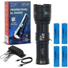Watton Lazer Etkili Profesyonel El Feneri WT-631 30,000 Lümen Alüminyum Gövde ile Yüksek Parlaklık