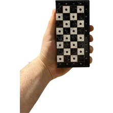 Gift Home Gifthome Pocket Serisi Küçük Boy Antik Mermer Desenli Kutulu Klasik Satranç Takımı (13,5 x 13,5 Cm.)