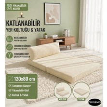 Colormix Katlanabilir Yer Koltuğu Yatak 120X80 cm Yıkanabilir Kılıf Tam Sünger Minder Tek Kişilik Katlanır Koltuk