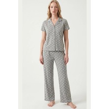 Relax Mode Kadın Gri Viskon Gömlek Pijama Takımı - LB1002R