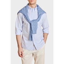 Brooks Brothers Düğmeli Yaka Regular Fit %100 Pamuk Oxford Çizgili Gömlek Erkek Gömlek BBSS26MSH021145