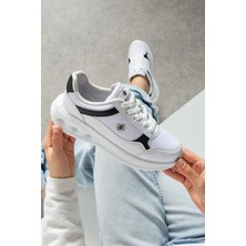 EN7 Beyaz Siyah Kadın Erkek Unisex Sneaker Kalın Taban Konforlu Günlük Spor Ayakkabı 511