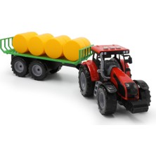 Aya Toys Renkli Kırmızı Saman Balyalı Pilli Traktör 3+ Yaş Erkek Çocuklar İçin Eğlenceli Model