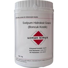 Uzman Kimya Boncuk Kostik (Sodyum Hidroksit, NaOH) – Temizlik ve Endüstriyel Kullanım / Sodium Hydroxide – Kavanoz – Caustic Soda Granular