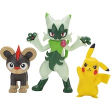 Pokemon Battle 3'lü Fi̇gür Seti̇ Pikachu Floragato Litleo