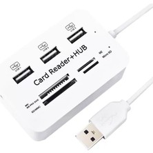 Acstore 3 Port 2.0 USB Çoklayıcı Hub + 4 Slot Kart Okuyucu PM-6052