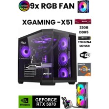 XGaming X51 Ryzen 7 7800X3D 32GB Ddr5 Ram 1tb M.2 Nvme SSD RTX5070 12GB Sıvı Soğutmalı Oyuncu Oem Seti