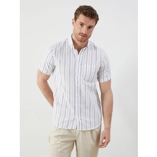 Lc Waikiki Yeni Sezon Regular Fit Kısa Kollu Çizgili Poplin Erkek Gömlek