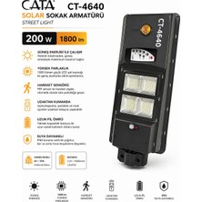 Cesaa Elektrik CT-4640 200 Watt Kumandalı Fotoselli Solar Sokak Lambası Sokak Armatürü Bahçe Aydınlatması