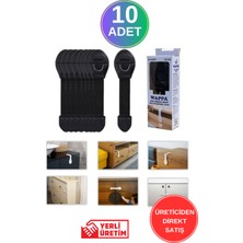 Özgürce 10'lu Siyah Çocuk Güvenlik Kilidi, Çok Amaçlı Bebek Dolap Kilidi