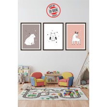 Giftcrea Uv Baskılı Çocuk Odası 3'lü Ahşap Mdf Tablo Seti - V26