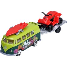 Majorette Volkswagen Römorklu Oyuncak Araba Volkswagen T1 Yeşil