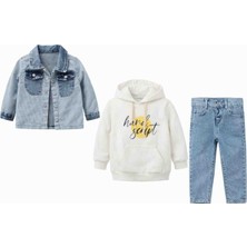 Kral Bebe Erkek Çocuk 3’lü Takım (Kot Ceket + Sweatshirt + Kot Pantolon)