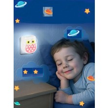 Aukes Baykuş LED Gece Lambası ES625 Beyaz-pembe