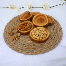 Özbience 4'lü Ahşap Kase Seti, Zeytin Ağacı, Çerezlik ve Şekerlik Tarzı