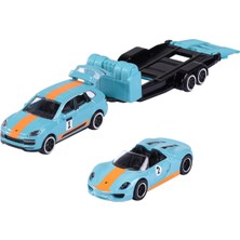 Majorette Porsche Deluxe Trailer 3’lü Set Porsche Cayenne Turbo S E-Hybrid + Porsche