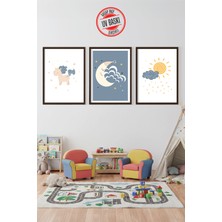 Giftcrea Uv Baskılı Çocuk Odası 3'lü Ahşap Mdf Tablo Seti - V25
