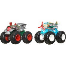 Hot Wheels Monster Trucks Güçlü Ikili 1:64 Arabalar Loco Punk ve Airplane Mode JCC66