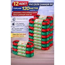 Popüler Sepet 12 Adet Pvc Çelik Çamaşır Ipi 10 Metre Dayanıklı Çelik Özlü Çamaşır Askı Ipi Toplam 120 Metre