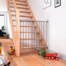 Özgürce Çocuk Güvenlik Merdiven Kapısı, Gri & Doğal Ahşap, Kilitli, Kolay Montaj