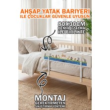 Özgürce Hayvan Desenli Ahşap Yatak Bariyeri 80X30, Güvenli ve Şık Uyku Koruma