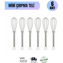 Van Vleck 6 Adet Metal Mini Çırpıcı 13 cm – Paslanmaz Çelik Küçük Boy Çırpma Teli Seti