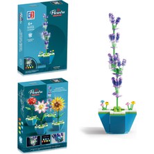 Gokidy Saksılı Renkli Işıklı Blok Çiçek - Lavanta 161 Parçalı Blok