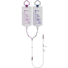 PremiumPort Enteral Beslenme Pompa Seti, Otomatik Çift Torbalı, Yıkamalı, 10 Adet