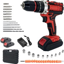 Hawdi 6mah Lıon Çift Akülü Express Seri Darbeli Turbo Şarjlı Matkap 27 Parça Uç Setli