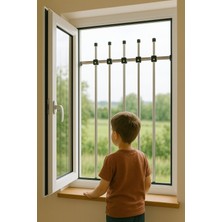 Özgürce Portatif Pencere Güvenlik Korkuluğu, 5 Çubuk, Dikey, Yarım Kapama